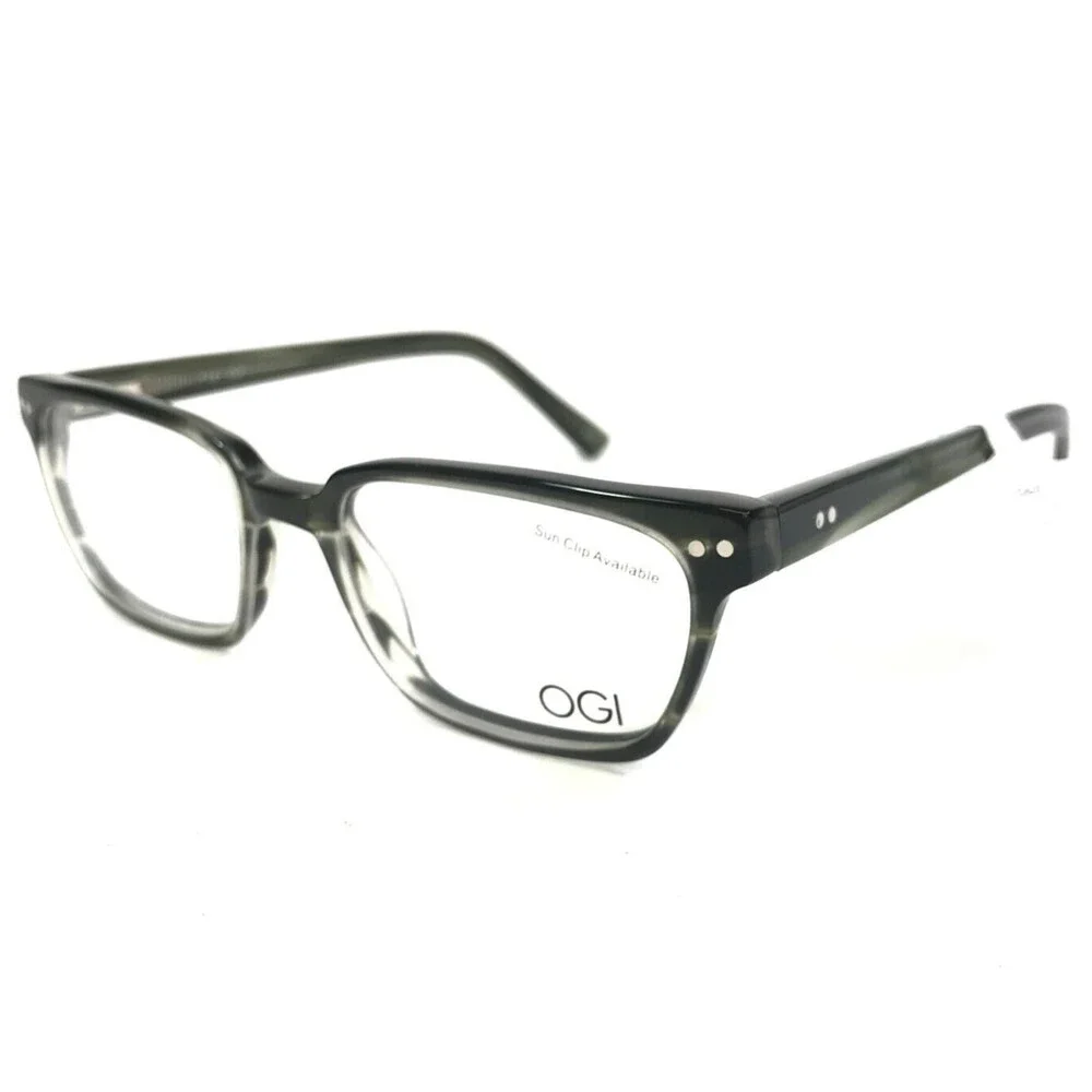 OGI Petite Eyeglasses Frames OK320/1820 Dark Grey Demi Horn Square 48-17-135